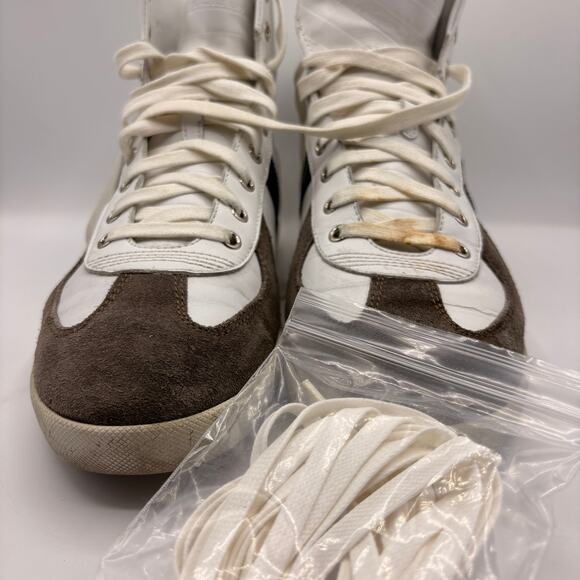 DIOR Hedi Slimane B48 Hi Top Sneaker White Silver Brown Suede Sz 42.5/US 10.5 - Picture 12 of 16